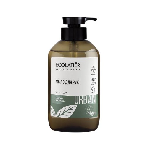 Tečni sapun za ruke sa eteričnim uljima jojobe i bosiljka za suvu kožu 400 ml - ECOLATIER Urban | Kozmo Shop Online