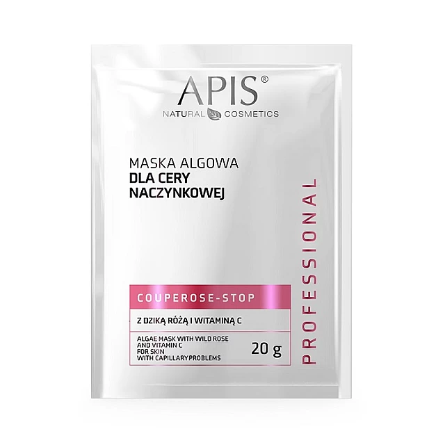 COUPEROSE STOP Maska za lice od algi za kožu sklonu kuperozi sa divljom ružom i vitaminom C 20g |APIS COSMETICS| Kozmo COUPEROSE STOP Maska za lice od algi za kožu sklonu kuperozi sa divljom ružom i vitaminom C 20g |APIS COSMETICS| Kozmo
