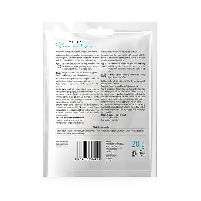 SHEET MASK - Maska za hidrataciju lica sa 4D hijaluronskom kiselinom 20g | APIS COSMETICS | Kozmo
