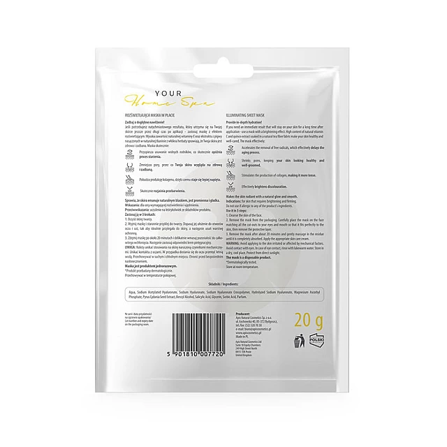 SHEET MASK - Maska za lice sa vitaminom C za ujednačen ten i sjaj kože 20g | APIS COSMETICS | Kozmo SHEET MASK - Maska za lice sa vitaminom C za ujednačen ten i sjaj kože 20g | APIS COSMETICS | Kozmo
