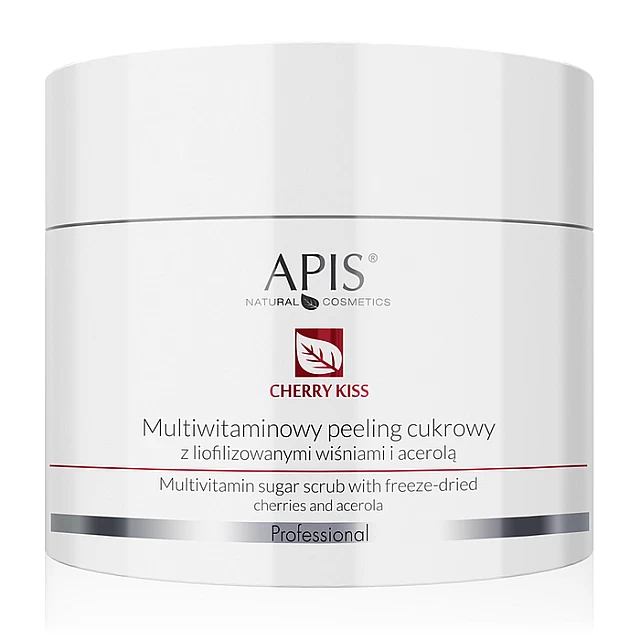 CHERRY KISS - Multivitaminski šećerni piling za lice sa liofiliziranim trešnjama i acerolom 220 g | APIS COSMETICS | Kozmo