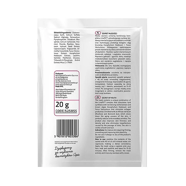 SECRET OF YOUTH Maska za lice protiv bora od algi sa afričkim roibosom i Linefill™ kompleksom 20g |APIS COSMETICS| Kozmo SECRET OF YOUTH Maska za lice protiv bora od algi sa afričkim roibosom i Linefill™ kompleksom 20g |APIS COSMETICS| Kozmo