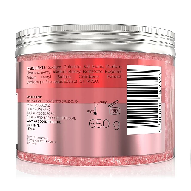 CRANBERRY VITALITY - So za kupanje sa mineralima Mrtvog mora sa brusnicom i limunskom travom 650 g | APIS COSMETICS| Kozmo CRANBERRY VITALITY - So za kupanje sa mineralima Mrtvog mora sa brusnicom i limunskom travom 650 g | APIS COSMETICS| Kozmo