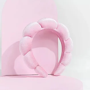 Roze rajf za kosu za šminkanje i negu lica BRUSHWORKS Pink Cloud
