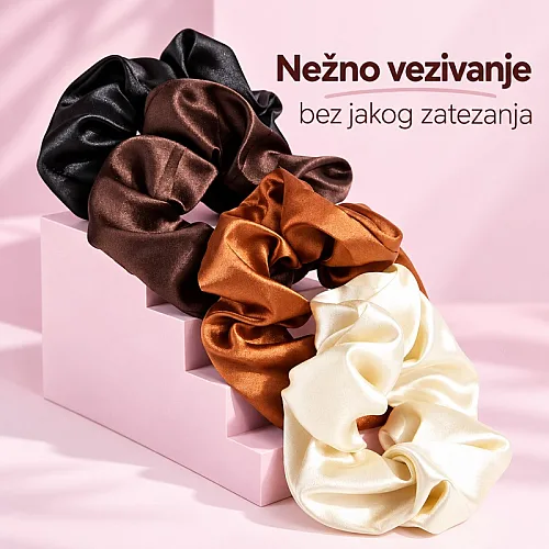 Satenske gumice za kosu neutralne boje 4 kom Brushworks