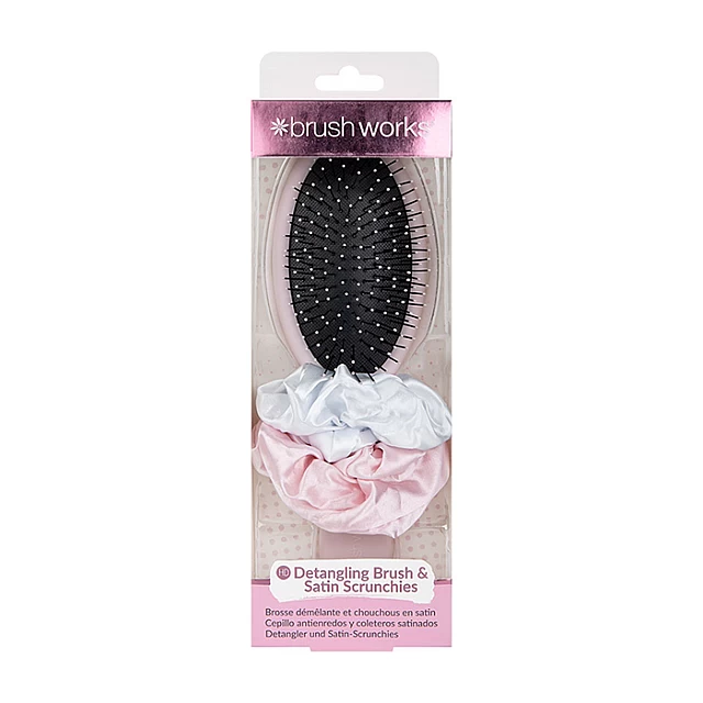 Četka za raspetljavanje kose i satenske gumice za kosu | Brushworks | Kozmo Četka za raspetljavanje kose i satenske gumice za kosu | Brushworks | Kozmo