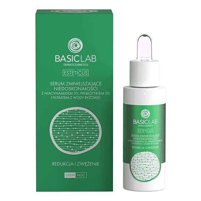 BasicLab Niacinamid Serum 5% + Peptidi - Za Masnu Kožu, Pore i Akne 30ml | 5907637951529 | Kozmo