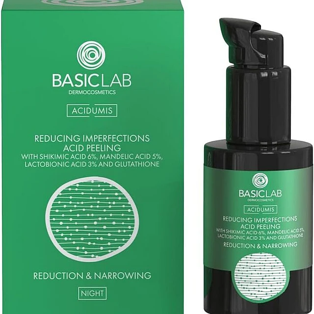BasicLab Piling Za Problematičnu Kožu Sa Mandeličnom i Šikiminskom Kiselinom - Akne 30ml | 5907637951635 | Kozmo