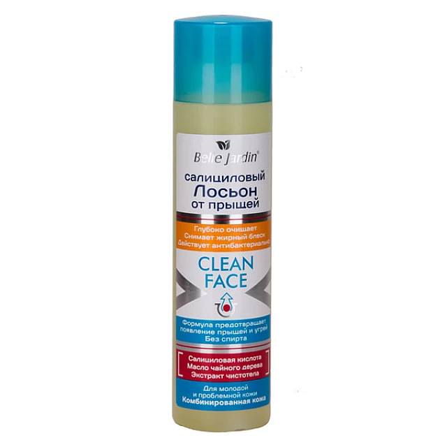 Antibakterijski salicilni tonik sa ekstraktom Rusa trave, protiv akni i mitisera CLEAN FACE 150 ml|Belle Jardin Cosmetics | Kozmo Antibakterijski salicilni tonik sa ekstraktom Rusa trave, protiv akni i mitisera CLEAN FACE 150 ml|Belle Jardin Cosmetics | Kozmo