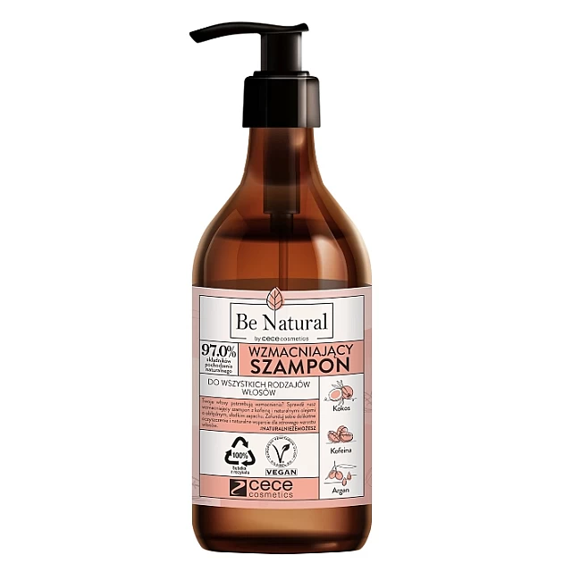Šampon za jačanje kose sa kofeinom, arganovim i kokosovim uljem 270ml | Be Natural | CECE | Cosmetics | Kozmo Šampon za jačanje kose sa kofeinom, arganovim i kokosovim uljem 270ml | Be Natural | CECE | Cosmetics | Kozmo