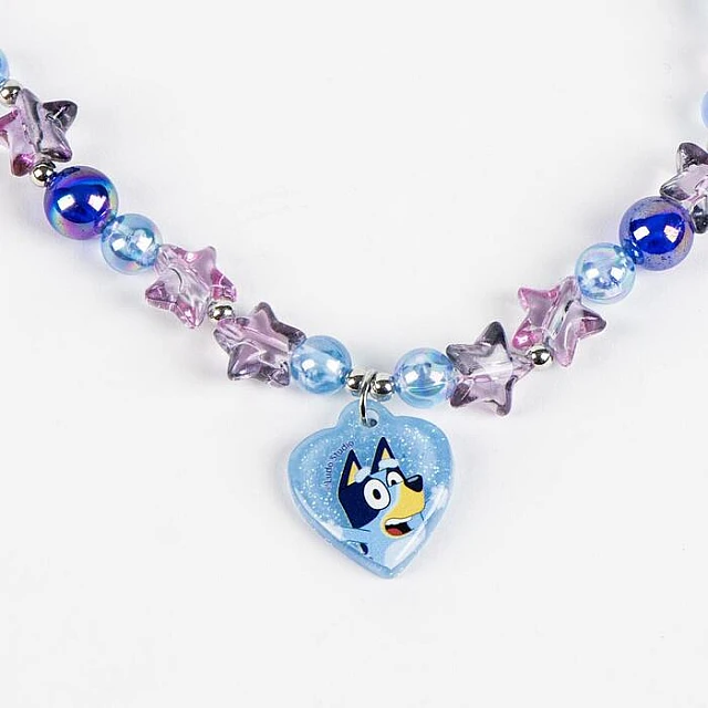 Dečija ogrlica Bluey – Perlice i privezak u obliku srca | Kozmo