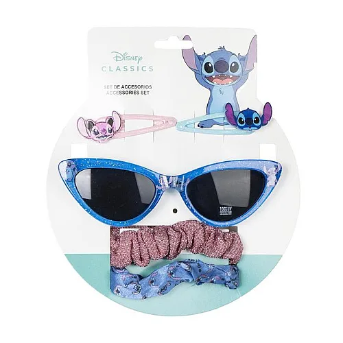 Disney Stitch –  Set za devojčice naočare za sunce šnalice i gumice za kosu