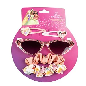Disney Princess Set za devojčice - naočare za sunce, šnalice i gumice za kosu