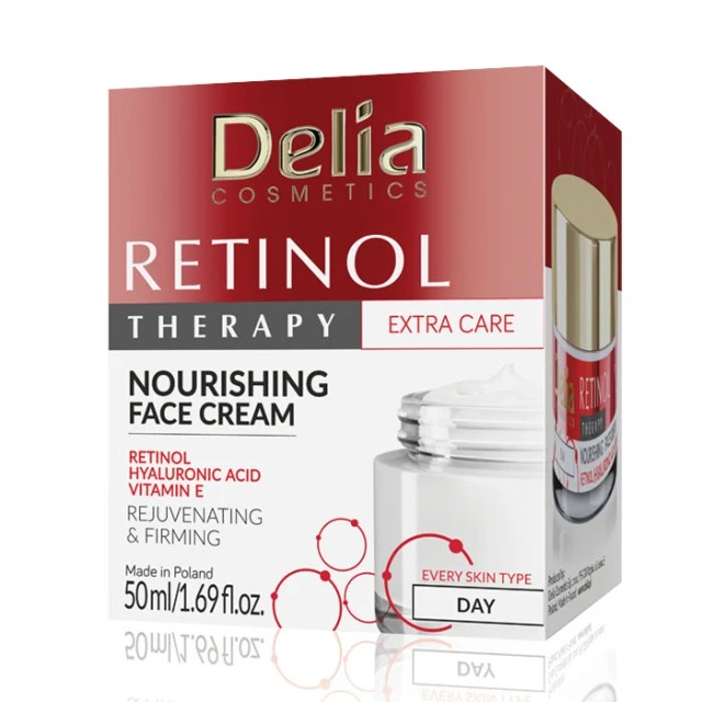RETINOL THERAPY Dnevna retinol krema za lice protiv bora sa ekstraktom aloe vere, vitaminom E i hijaluronskom kiselinom 50ml  | DELIA Cosmetics | Kozmo