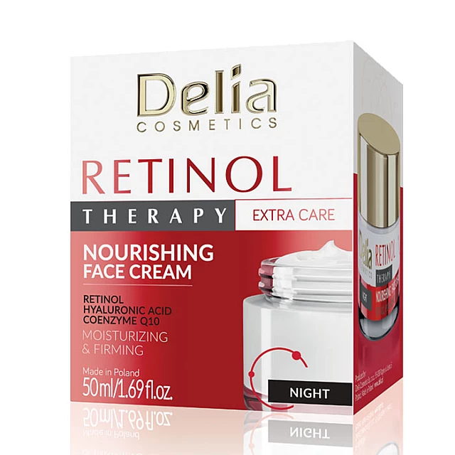 RETINOL THERAPY Noćna retinol krema za lice protiv bora sa hijaluronskom kiselinom i koenzimom Q10 50ml | DELIA Cosmetics | Kozmo RETINOL THERAPY Noćna retinol krema za lice protiv bora sa hijaluronskom kiselinom i koenzimom Q10 50ml | DELIA Cosmetics | Kozmo