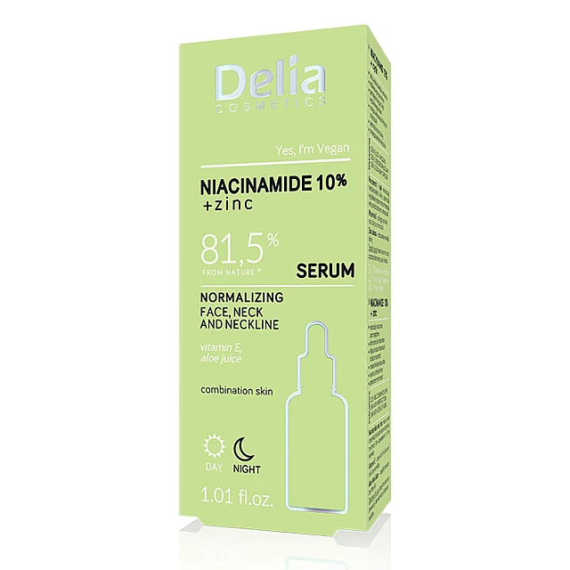 Serum za lice, vrat i dekolte sa nijacijamidom i cinkom NIACYNAMID 10+CYNK 81,5 30ml  | DELIA Cosmetics | Kozmo