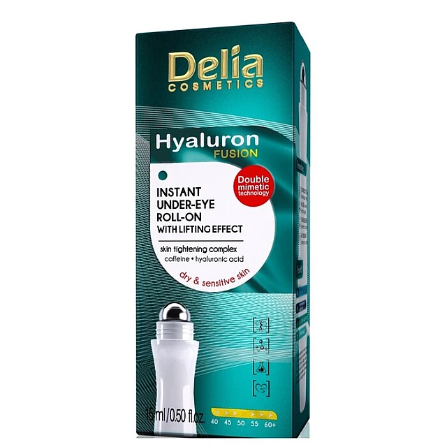 HYALURON FUSION Roll-on sa hijaluronskom kiselinom i kofeinom za područje oko očiju sa lifting efektom 15 ml  | DELIA Cosmetics | Kozmo