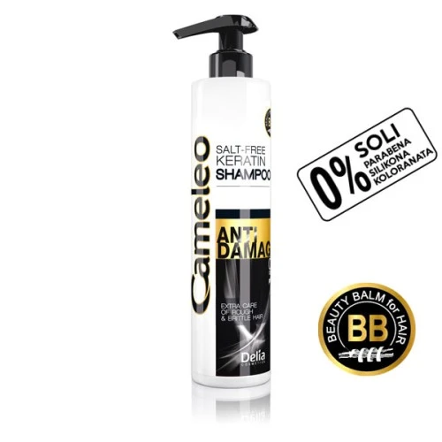Šampon sa keratinom za izuzetno oštećenu i suvu kosu bez soli CAMELEO BB - ANTI DAMAGE 250 ml - Delia
