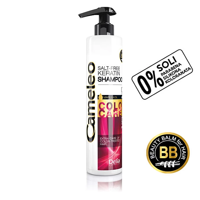 Šampon sa keratinom i marula uljem za farbanu i posvetljenu kosu bez sulfata CAMELEO BB COLOR CARE 250 ml | DELIA Cosmetics | Kozmo Šampon sa keratinom i marula uljem za farbanu i posvetljenu kosu bez sulfata CAMELEO BB COLOR CARE 250 ml | DELIA Cosmetics | Kozmo