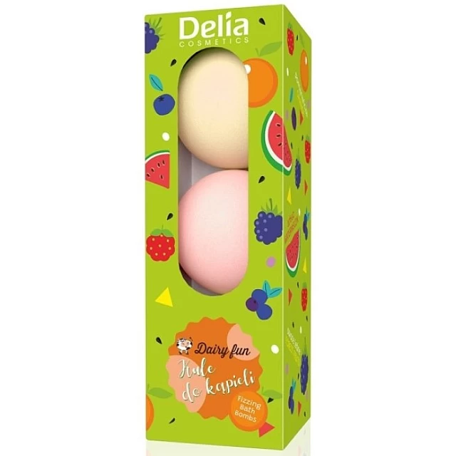 DAIRY FUN Šumeće kugle za kupanje 3 u pakovanju: Lubenica, šumsko voće, pomorandža 3x100 g | Delia Cosmetics | Kozmo DAIRY FUN Šumeće kugle za kupanje 3 u pakovanju: Lubenica, šumsko voće, pomorandža 3x100 g | Delia Cosmetics | Kozmo