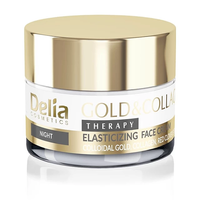 GOLD&COLLAGEN THERAPY Noćna krema za lice - sa vitaminom E, Kolagenom i Ekstratom crvene deteline 50ml  | Delia Cosmetics | Kozmo