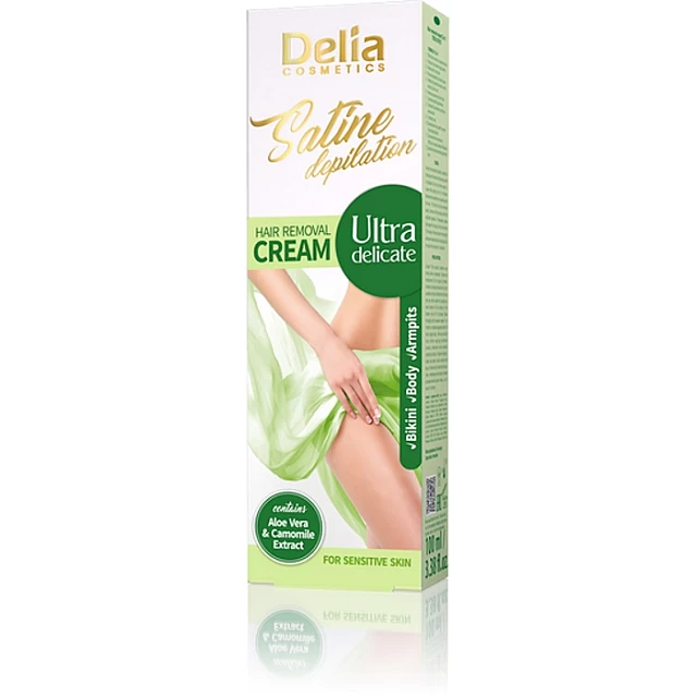 SATINE DEPILATION - Krema za depilaciju sa aloja verom i ekstraktom kamilice za osetljivu kožu 130 ml  | DELIA Cosmetics | Kozmo