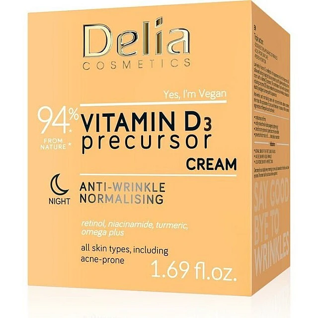Noćna krema za lice protiv bora vitaminom D3 i anti age efektom 50ml  | DELIA Cosmetics | Kozmo
