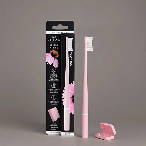 Četkica za zube sa vlaknima obogaćenim ehinaceom Piuma Care Soft - Roze