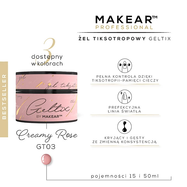 Gel Za Nokte Geltix GT03 - Creamy Rose 50ml | MAKEAR | Kozmo Gel Za Nokte Geltix GT03 - Creamy Rose 50ml | MAKEAR | Kozmo