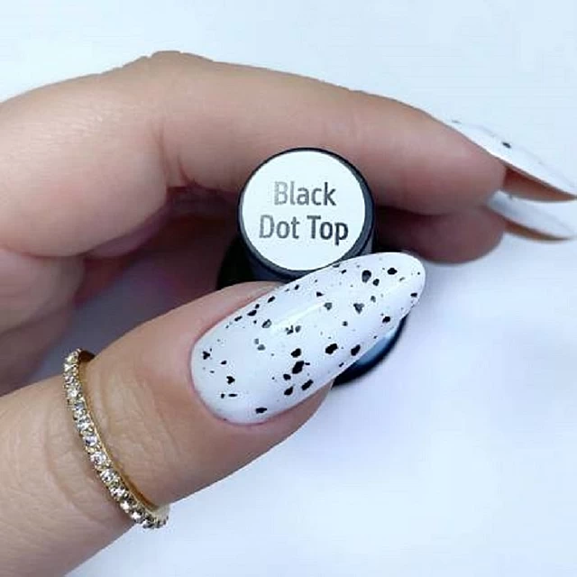 TOPY TOP DOTS BLACK (no wipe) završni sloj sa komadićima crne folije za nokte 8ml |MAKEAR COSMETICS| Kozmo