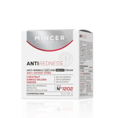 MINCER PHARMA ANTI REDNESS N° 1202 - Dnevna i noćna krema protiv bora i mreže vena 50ml