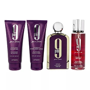 Set Afnan 9PM Pour Femme Ženski Parfem Edp 100ml + Shower Gel 100ml + Body Mist 150ml + Body Lotion 100ml