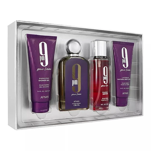 Set Afnan 9PM Pour Femme Ženski Parfem Edp 100ml + Shower Gel 100ml + Body Mist 150ml + Body Lotion 100ml