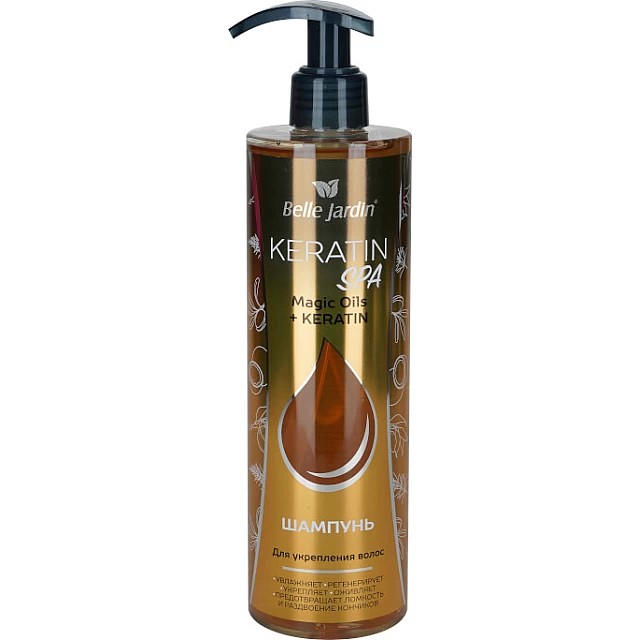Šampon za kosu - za volumen i jačanje - Magična ulja i Keratin KERATIN SPA 400 ml | Belle Jardin | Cosmetics | Kozmo Šampon za kosu - za volumen i jačanje - Magična ulja i Keratin KERATIN SPA 400 ml | Belle Jardin | Cosmetics | Kozmo