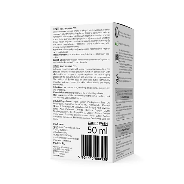 PLATINUM GLOSS Platinum krema za podmlađivanje za lice 50ml |APIS COSMETICS| Kozmo PLATINUM GLOSS Platinum krema za podmlađivanje za lice 50ml |APIS COSMETICS| Kozmo