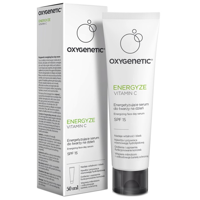 OXYGENETIC ENERGYZE VITAMIN C Dnevni Serum za lice sa vitaminom C i zaštitim faktorom SPF 15 50ml 5902802704788   ⏐ Bioliq ⏐ Kozmo.rs