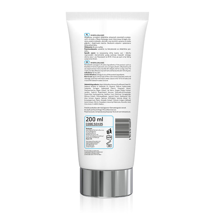 HYDRO BALANCE Intenzivno hidratantna maska sa mineralima Mrtvog mora i hijaluronskom kiselinom - 200 ml | APIS COSMETICS | Kozmo