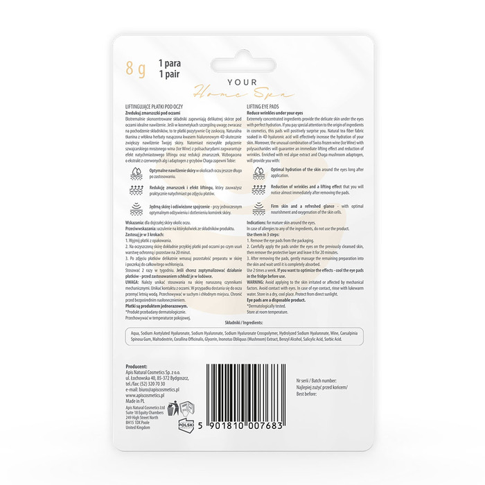 EYE PADS - Jastučići za negu predela oko očiju protiv nadutih podočnjaka 8g | APIS COSMETICS | Kozmo