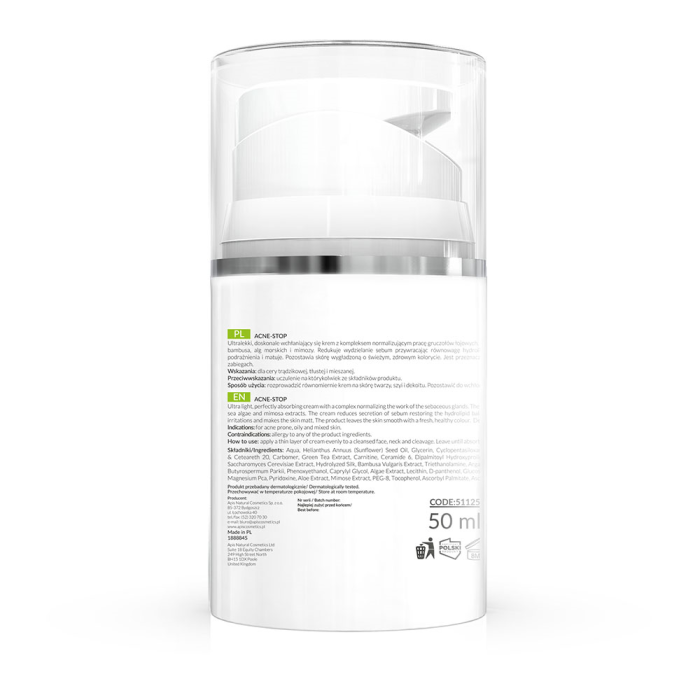 ACNE - STOP Krema za lice za kožu sklonu aknama sa zelenim čajem 50 ml  | APIS COSMETICS | Kozmo