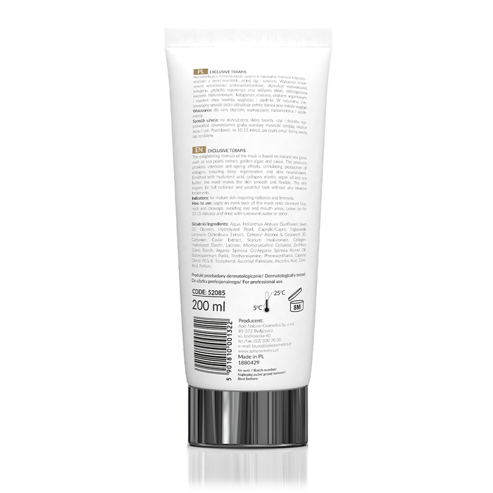 EXCLUSIVE TERAPIS - Maska za lice za posvetljivanje kože sa biserom, zlatnim algama i kavijarom - 200 ml | APIS COSMETICS | Kozmo
