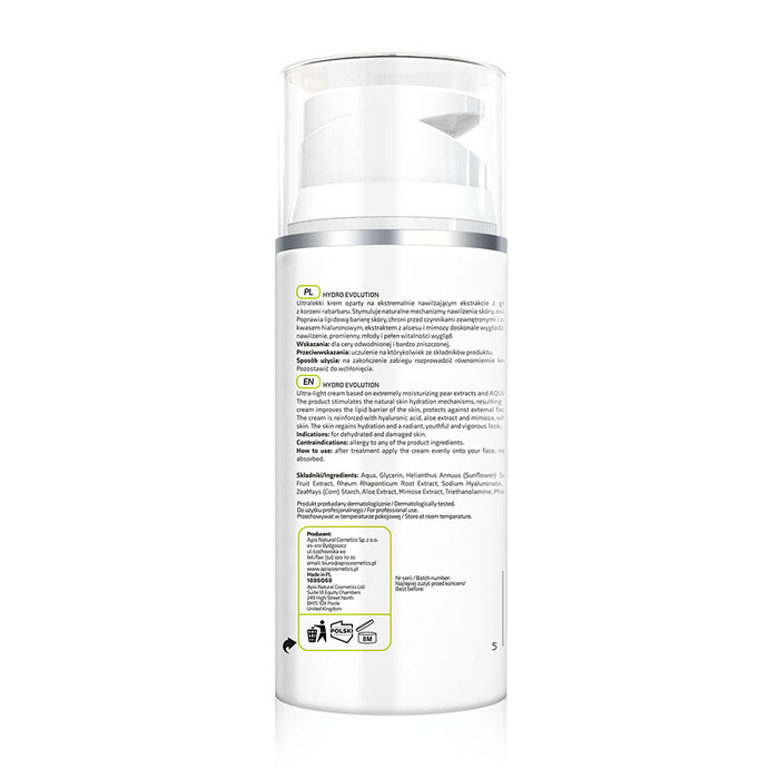 HYDRO EVOLUTION Hidratantna krema za lice sa kruškom i rabarbarom AKUAKSTREM™ 100ml |APIS COSMETICS| Kozmo