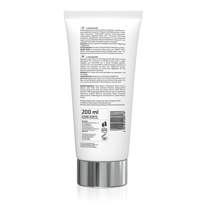 PLATINUM GLOSS Maska za lice za podmlađivanje sa bakarnim tripeptidom i niacinamidom 200ml |APIS COSMETICS| Kozmo
