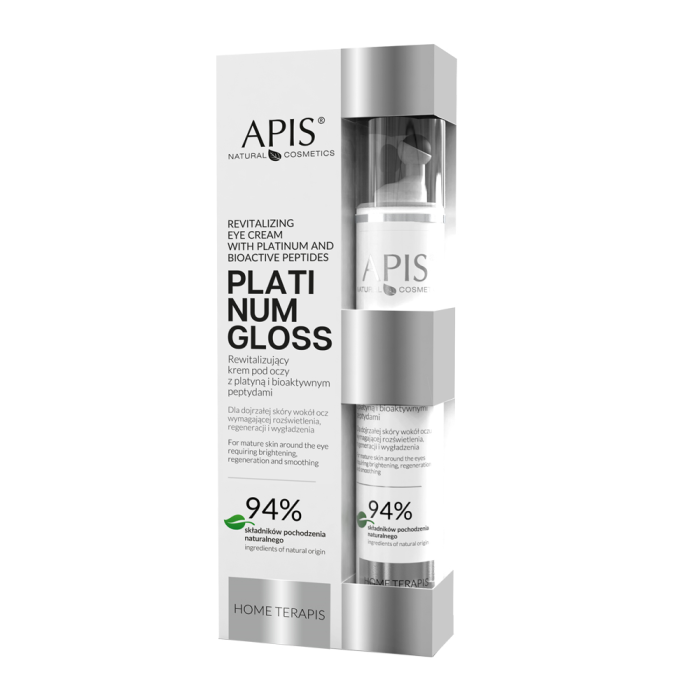 PLATINUM GLOSS Revitalizujuća krema za predeo oko očiju sa platinom i bioaktivnim peptidima 10ml |APIS COSMETICS| Kozmo