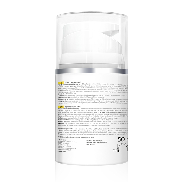 RE-VIT C HOME CARE - Revitalizirajuća dnevna krema sa vitaminom C za lice i zaštitnim faktorom SPF 15 50 ml| APIS COSMETICS | Kozmo