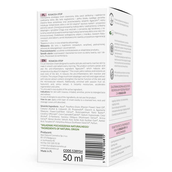 ROSACEA-STOP Noćna krema za lice sklono crvenilu i kožu skolu kuperozi 50 ml |APIS COSMETICS| Kozmo