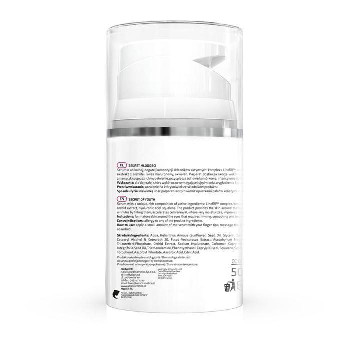 SECRET OF YOUTH Serum protiv bora za predeo oko očiju sa Linefill™ kompleksom 50ml |APIS COSMETICS| Kozmo