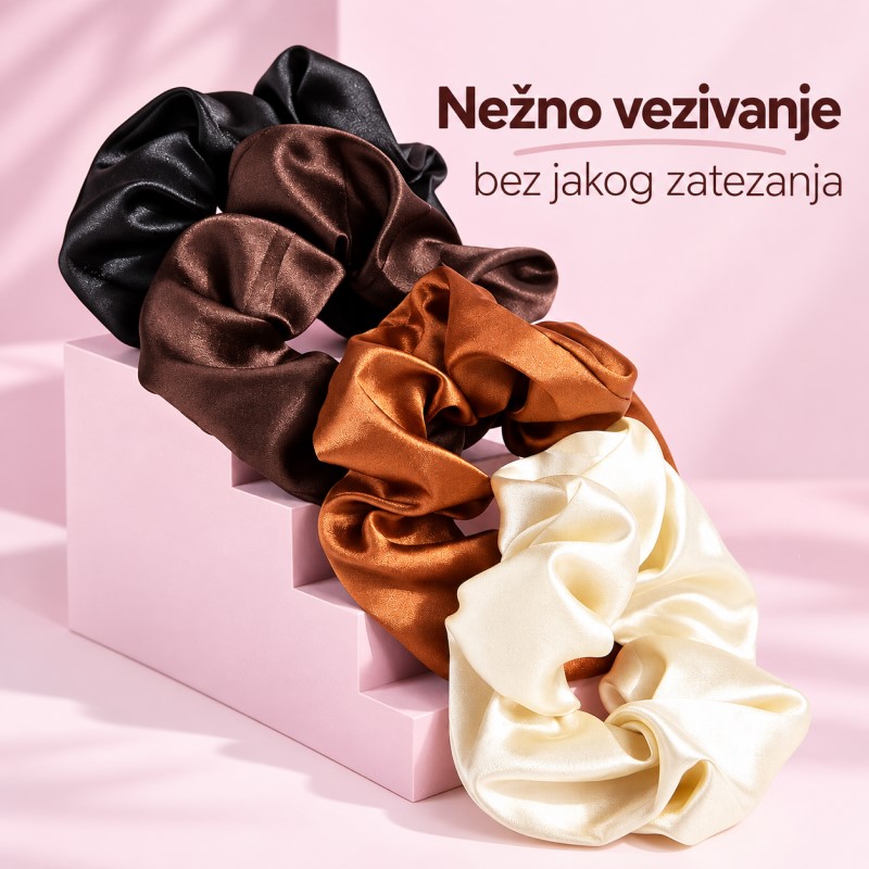 Satenske gumice za kosu u neutralnim nijansama Brushworks