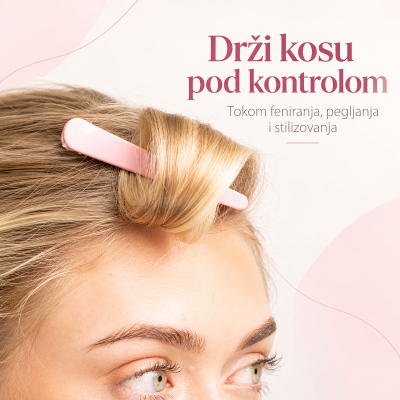 Brushworks roze snalice za kosu za odvajanje pramenova 6 kom