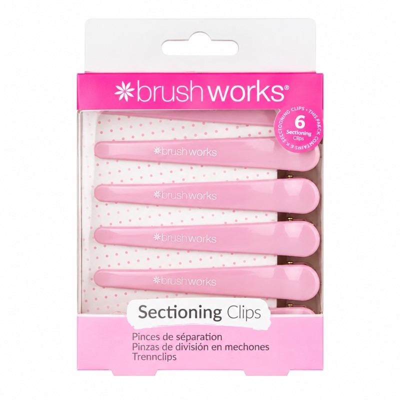 Brushworks roze snalice za kosu za odvajanje pramenova 6 kom