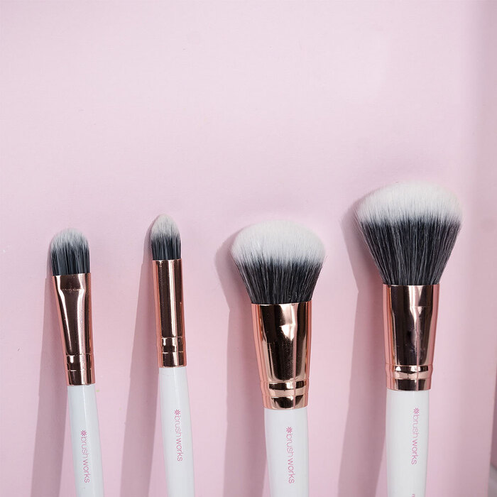 Set četkica za šminkanje za putovanja White i Gold 5060455146338 | BRUSHWORKS | Kozmo Online